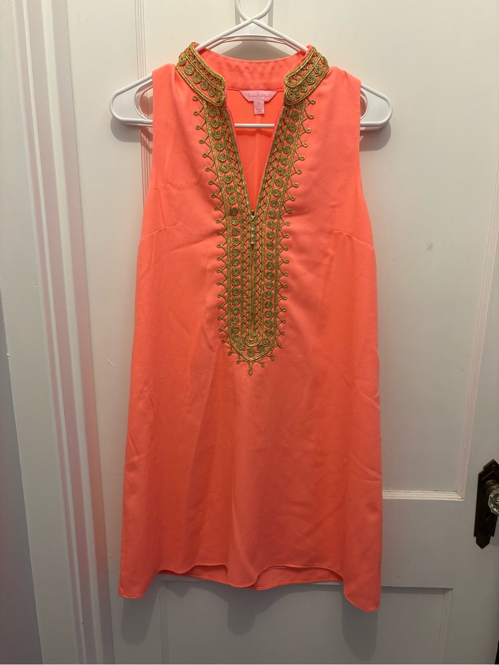 Lilly Pulitzer Sleeveless Coral Embroidered V-Neck Dress